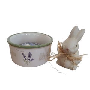Ceramic Spring Lot Herb Garden Ramekin Pottery Bunny Rabbit Candle Tart